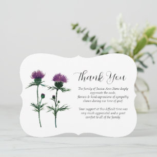 Distel Mitgefühl Florales Beerdigungs-Dankeschön Einladung