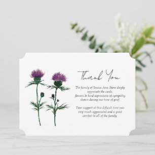 Distel Mitgefühl Florales Beerdigungs-Dankeschön Einladung