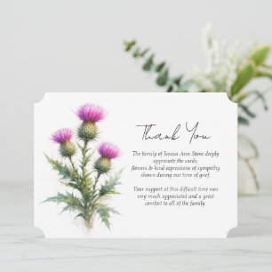 Distel Mitgefühl Florales Beerdigungs-Dankeschön Einladung