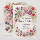 Distel Mohn Pfingstrose Wildblumen Save The Date K (Vorne/Hinten)