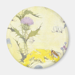 Distel und Biene auf Goldrute Magnet