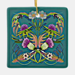 Distel- und Bienen-Verzierung Keramikornament