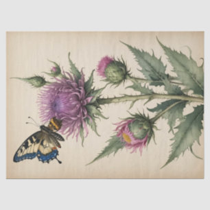 Distel- und Schmetterlingsdruck Seidenpapier