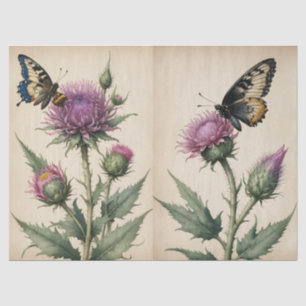 Distel- und Schmetterlingsdruck Seidenpapier