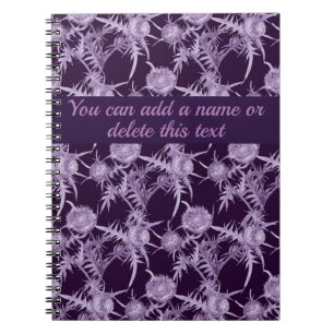 Distel violettes Blumenmuster Notizblock