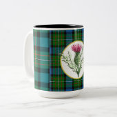 DistelKaffeetasse mit Ferguson-Clan Tartan Zweifarbige Tasse (Vorderseite Links)