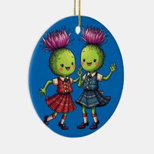 Disteln im Schottenmuster beim traditionellen scho Keramik Ornament