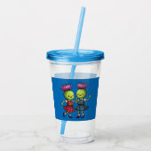 Disteln mit Karo tanzend schottische Ceilidh Acryltrinkbecher (Rückseite)