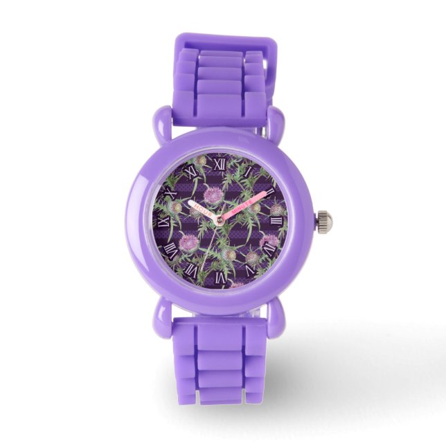 Distelveilchenblüten Armbanduhr (Vorderseite)