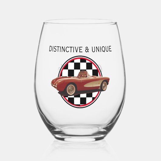 Distinct & Unique, My Corvette Stemless Wine Glass Weinglas Ohne Stiel (Vorderseite)