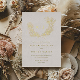 Distinguiertes Monogramm Wedding Gold Folieneinladung