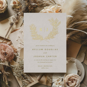 Distinguiertes Monogramm Wedding Gold Folieneinladung