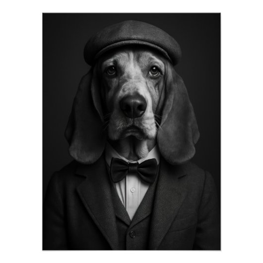 Distinguished Basset Hound in Flat Cap & Bowtie Poster (Vorderseite)