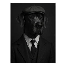 Distinguished Great Dane in Suit & Flat Cap Poster