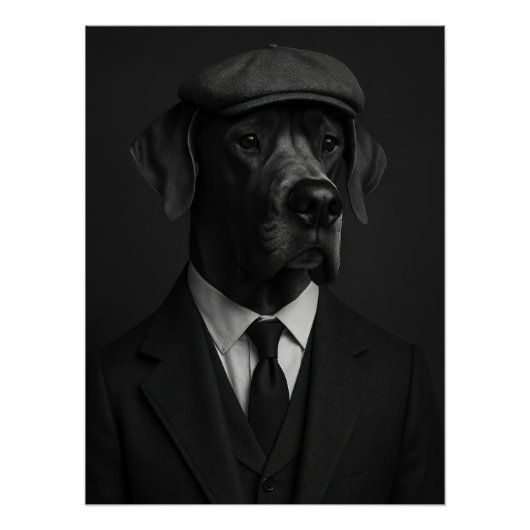 Distinguished Great Dane in Suit & Flat Cap Poster (Vorderseite)