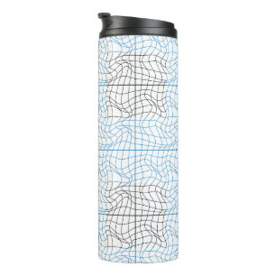 Distortion Wireframe 10 BBK.W White BG Thermosbecher