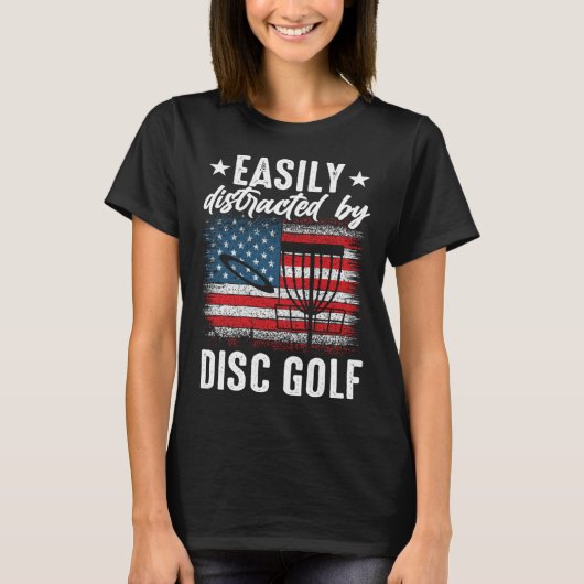 Distracted By Disc Golf Golfing Player Golfer Spor T-Shirt (Vorderseite)