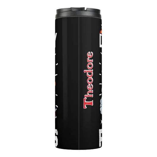 Distracted By Red Fire Trucks Thermosbecher (Rückseite)