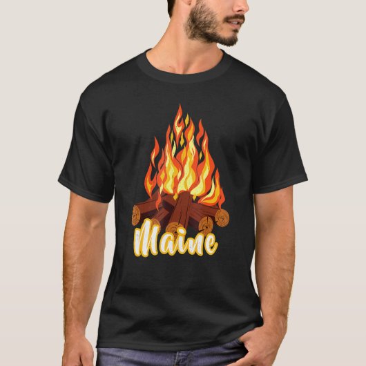 Distresierter Besuch Maine Vacation Camping Camp B T-Shirt (Vorderseite)