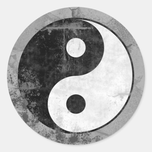 Distresierter Yin Yang-Symbol-Aufkleber Runder Aufkleber (Vorderseite)