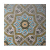 Distresiertes Aquamarines geometrisches Muster Fliese (Vorderseite)