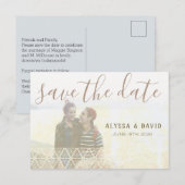 Distresiertes weißes Dreieck-Foto Save the Date (Vorne/Hinten)