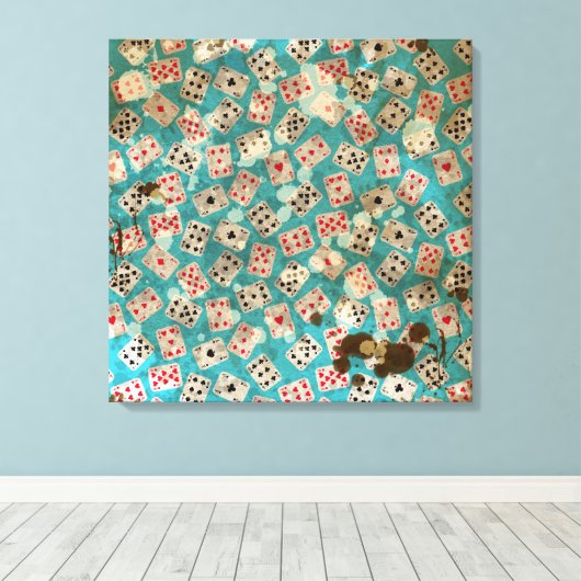 Distresiertes Wonderland Alice Pattern Leinwanddruck (Insitu (Holzboden))