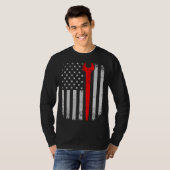 Distress American Flag Ironworker T-Shirt (Vorne ganz)
