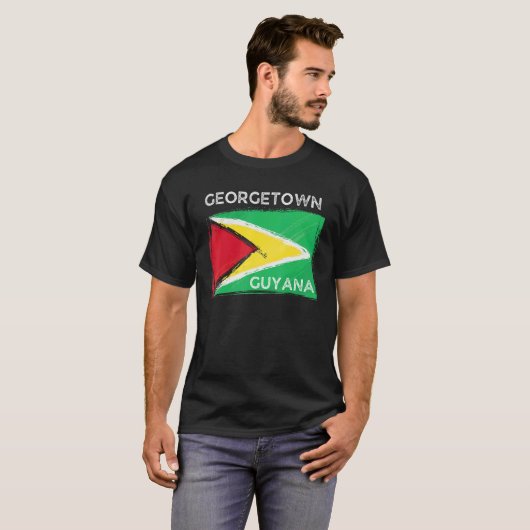 Distress Guyana Flag Georgetown Guyana Guyana Ro T-Shirt (Vorne ganz)