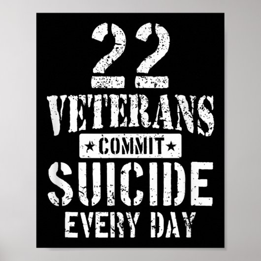 Distressed 22 Veterans Commit Suicide Every Day  Poster (Vorne)
