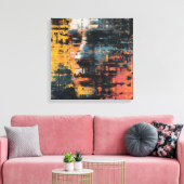 Distressed Abstract Expressionism Teal and White Leinwanddruck (Insitu (Wohnzimmer))