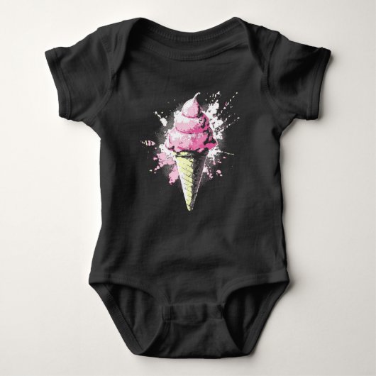 Distressed Abstract Pink Ice Cream Splatter Baby Strampler (Vorderseite)