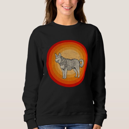 Distressed Alaskan Malamute Dog Retro Style Sweatshirt (Vorderseite)