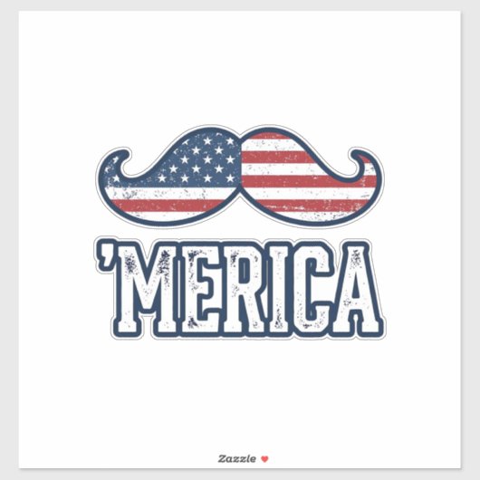Distressed America Mustache Patriotic Vector Desig Aufkleber (Blatt)
