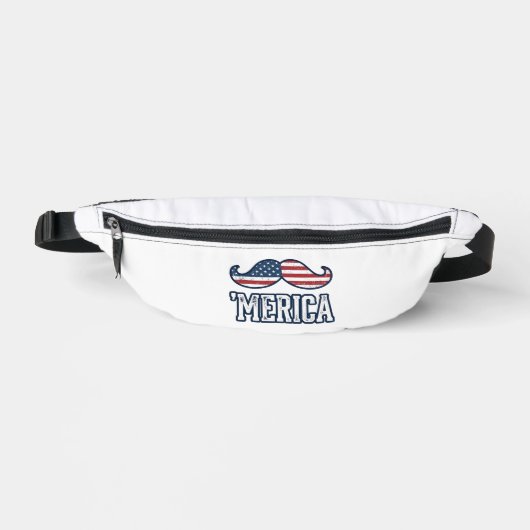 Distressed America Mustache Patriotic Vector Desig Bauchtasche (Vorderseite)