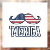 Distressed America Mustache Patriotic Vector Desig Fensteraufkleber (Blatt 2)