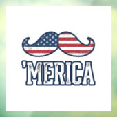 Distressed America Mustache Patriotic Vector Desig Fensteraufkleber (Blatt 3)