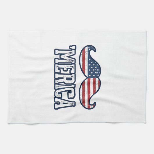 Distressed America Mustache Patriotic Vector Desig Geschirrtuch (Horizontal)
