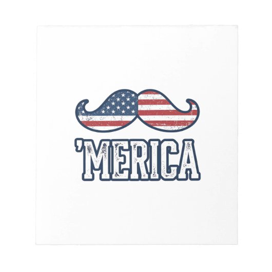 Distressed America Mustache Patriotic Vector Desig Notizblock (Vorderseite)