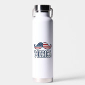 Distressed America Mustache Patriotic Vector Desig Trinkflasche (Vorne)