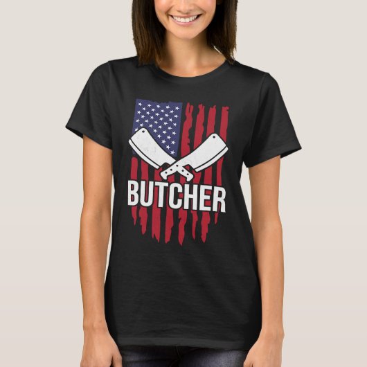 Distressed American Flag Butcher Cleaver T-Shirt (Vorderseite)