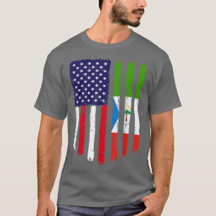 Distressed American Flag & Equatorial Guinea Flag  T-Shirt