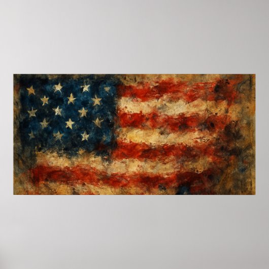 Distressed American Flag Vintage Patriotic  Poster (Vorne)