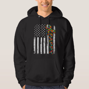 Distressed Autism Pappy American Flag Family Match Hoodie