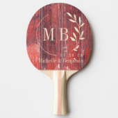 Distressed Barn Boards Leaf Wedding Monogram Tischtennis Schläger (Vorderseite)