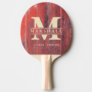 Distressed Barn Boards Monogramm & Namens-Overlay Tischtennis Schläger