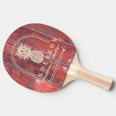 Distressed Barn Boards Pineapple Wedding Arch&Name Tischtennis Schläger (Seitenansicht)