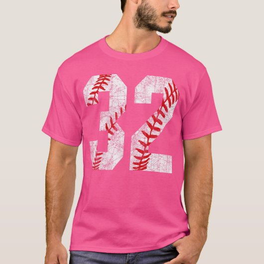 Distressed Baseball Number 32 Jersey Uniform Playe T-Shirt (Vorderseite)