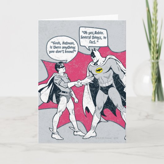 Distressed Batman And Robin Handshake Karte (Vorderseite)