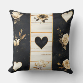DISTRESSED BLACK GOLD WHITE VALENTINE THEMA KISSEN